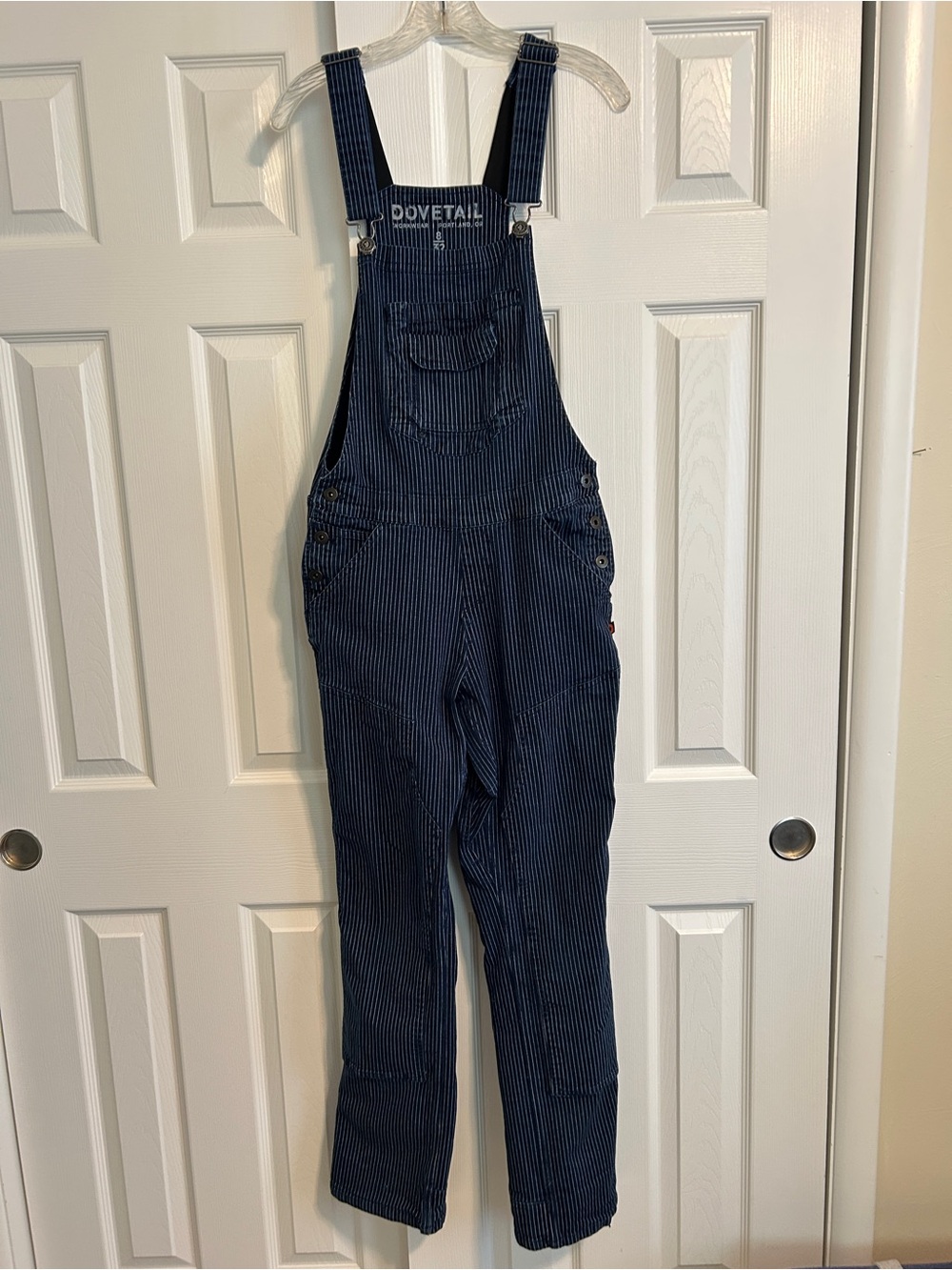 Dovetail Navy Pinstripe Cotton Overalls